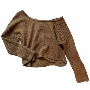 Off The Shoulder Tan Burlap Crop Top